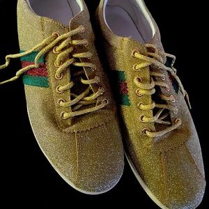 Gucci Gold Glitter Bambi Web Sneakers